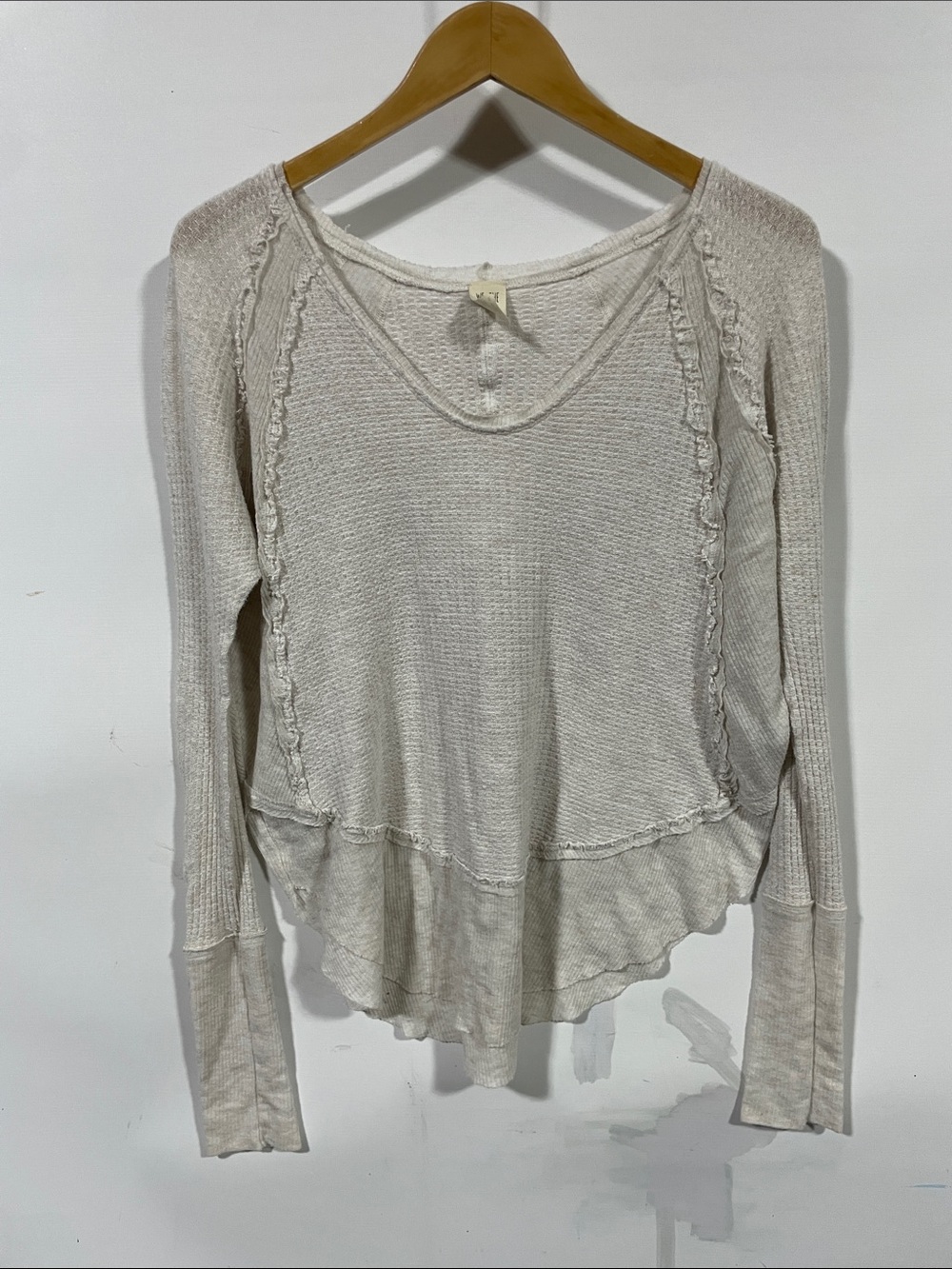 We The Free people Cream Long Sleeve Knit Top